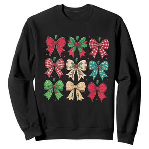 Merry Christmas Coquette Bow Sweatshirt Festive Xmas Vibe TS02 Black Print Your Wear