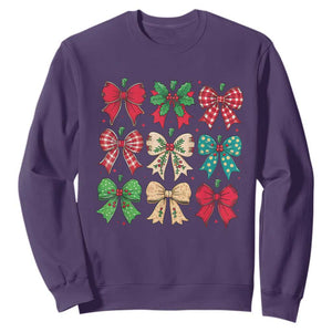 Merry Christmas Coquette Bow Sweatshirt Festive Xmas Vibe TS02 Purple Print Your Wear