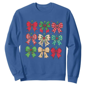 Merry Christmas Coquette Bow Sweatshirt Festive Xmas Vibe TS02 Royal Blue Print Your Wear