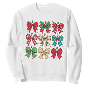 Merry Christmas Coquette Bow Sweatshirt Festive Xmas Vibe TS02 White Print Your Wear