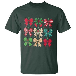 Merry Christmas Coquette Bow T Shirt Festive Xmas Vibe TS02 Dark Forest Green Print Your Wear