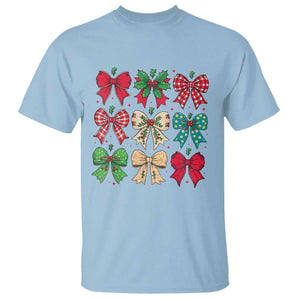 Merry Christmas Coquette Bow T Shirt Festive Xmas Vibe TS02 Light Blue Print Your Wear