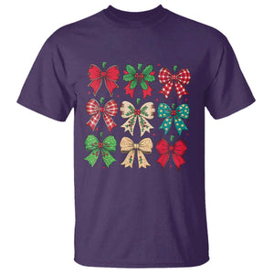 Merry Christmas Coquette Bow T Shirt Festive Xmas Vibe TS02 Purple Print Your Wear