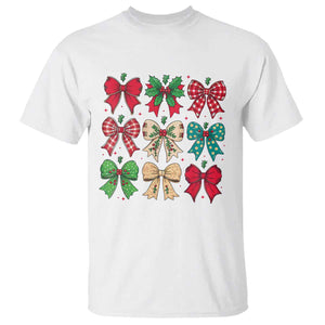 Merry Christmas Coquette Bow T Shirt Festive Xmas Vibe TS02 White Print Your Wear