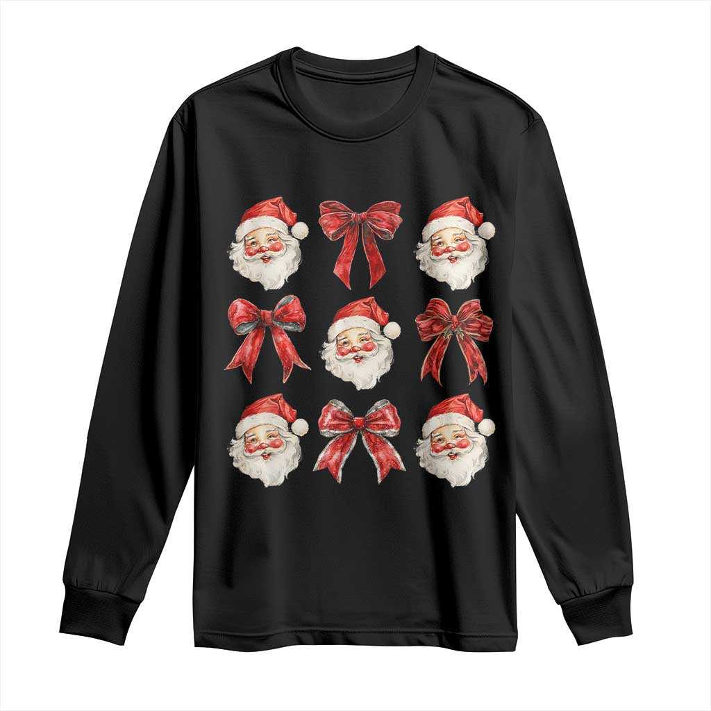 Plaid Coquette Bow Santa Claus Long Sleeve Shirt Merry Xmas Festive TS02 Black Print Your Wear