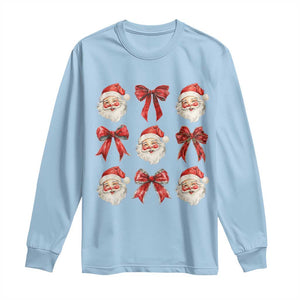 Plaid Coquette Bow Santa Claus Long Sleeve Shirt Merry Xmas Festive TS02 Light Blue Print Your Wear