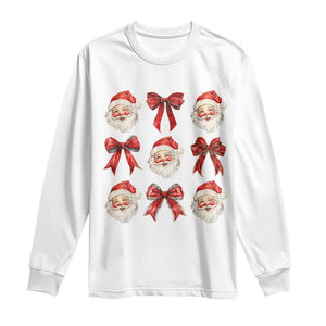 Plaid Coquette Bow Santa Claus Long Sleeve Shirt Merry Xmas Festive TS02 White Print Your Wear