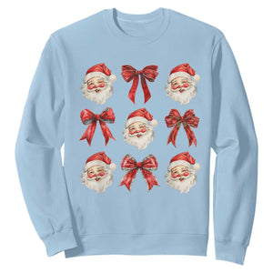 Plaid Coquette Bow Santa Claus Sweatshirt Merry Xmas Festive TS02 Light Blue Print Your Wear