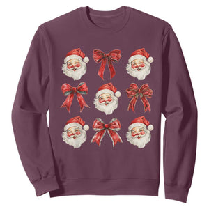 Plaid Coquette Bow Santa Claus Sweatshirt Merry Xmas Festive TS02 Maroon Print Your Wear