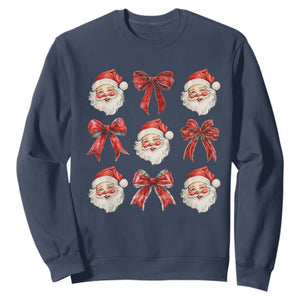 Plaid Coquette Bow Santa Claus Sweatshirt Merry Xmas Festive TS02 Navy Print Your Wear