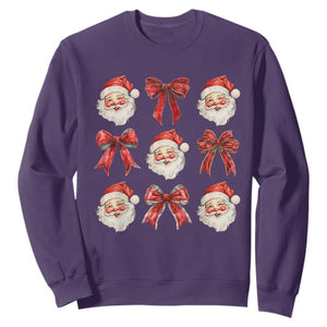 Plaid Coquette Bow Santa Claus Sweatshirt Merry Xmas Festive TS02 Purple Print Your Wear