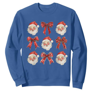 Plaid Coquette Bow Santa Claus Sweatshirt Merry Xmas Festive TS02 Royal Blue Print Your Wear