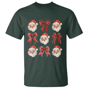 Plaid Coquette Bow Santa Claus T Shirt Merry Xmas Festive TS02 Dark Forest Green Print Your Wear