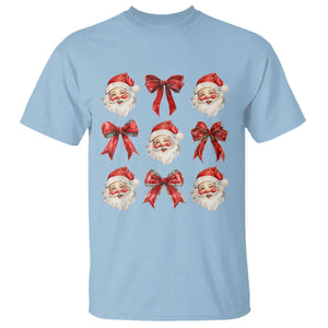 Plaid Coquette Bow Santa Claus T Shirt Merry Xmas Festive TS02 Light Blue Print Your Wear