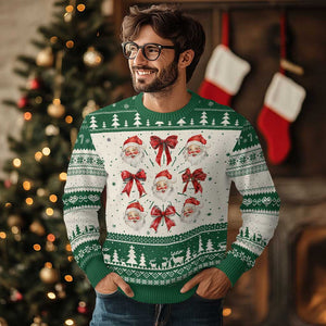 Red Plaid Coquette Bow Santa Claus Ugly Christmas Sweater Merry Xmas Festive TS02 Green Print Your Wear