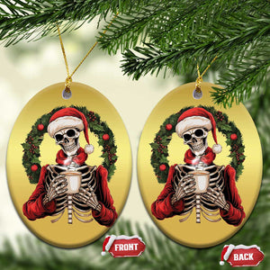 Skeleton Christmas Christmas Ornament Dead Inside But Caffeinated Coffee Lover Xmas Vibe TS02 Oval Gold Print Your Wear