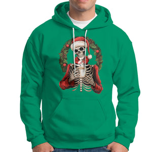 Skeleton Christmas Hoodie Dead Inside But Caffeinated Coffee Lover Xmas Vibe TS02 Irish Green Printyourwear