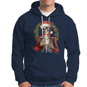 Skeleton Christmas Hoodie Dead Inside But Caffeinated Coffee Lover Xmas Vibe TS02 Navy Printyourwear