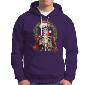 Skeleton Christmas Hoodie Dead Inside But Caffeinated Coffee Lover Xmas Vibe TS02 Purple Printyourwear