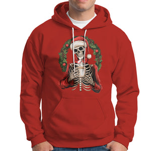 Skeleton Christmas Hoodie Dead Inside But Caffeinated Coffee Lover Xmas Vibe TS02 Red Printyourwear