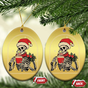 Skeleton Christmas Christmas Ornament Dead Inside But Caffeinated Coffee Addict Xmas Vibe TS02 Oval Gold Print Your Wear