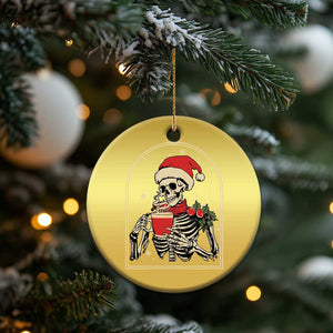 Skeleton Christmas Christmas Ornament Dead Inside But Caffeinated Coffee Addict Xmas Vibe TS02 Print Your Wear