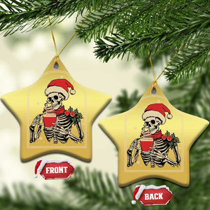 Skeleton Christmas Christmas Ornament Dead Inside But Caffeinated Coffee Addict Xmas Vibe TS02 Star Gold Print Your Wear