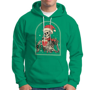 Skeleton Christmas Hoodie Dead Inside But Caffeinated Coffee Addict Xmas Vibe TS02 Irish Green Printyourwear