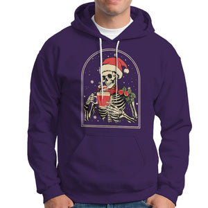 Skeleton Christmas Hoodie Dead Inside But Caffeinated Coffee Addict Xmas Vibe TS02 Purple Printyourwear