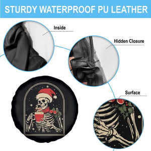 Skeleton Christmas Spare Tire Cover Dead Inside But Caffeinated Coffee Addict Xmas Vibe TS02 Print Your Wear