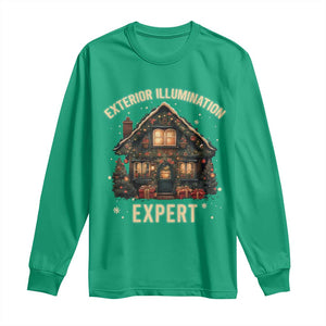 Funny Christmas Long Sleeve Shirt Exterior Illumination Expert Xmas Lights Home Decor TS02 Irish Green Print Your Wear