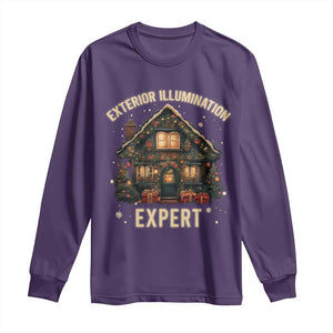 Funny Christmas Long Sleeve Shirt Exterior Illumination Expert Xmas Lights Home Decor TS02 Purple Print Your Wear