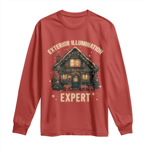 Funny Christmas Long Sleeve Shirt Exterior Illumination Expert Xmas Lights Home Decor TS02 Red Print Your Wear