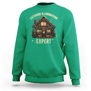 Funny Christmas Sweatshirt Exterior Illumination Expert Xmas Lights Home Decor TS02 Irish Green Printyourwear