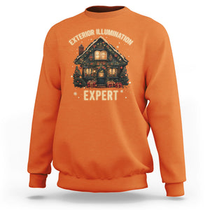 Funny Christmas Sweatshirt Exterior Illumination Expert Xmas Lights Home Decor TS02 Orange Printyourwear