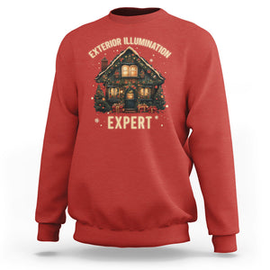 Funny Christmas Sweatshirt Exterior Illumination Expert Xmas Lights Home Decor TS02 Red Printyourwear