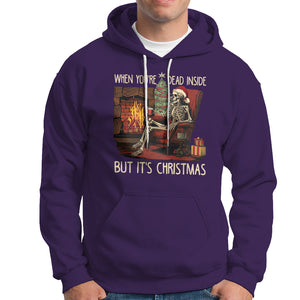 Skeleton Christmas Hoodie When You're Dead Inside But It's Xmas Chillin' TS02 Purple Printyourwear