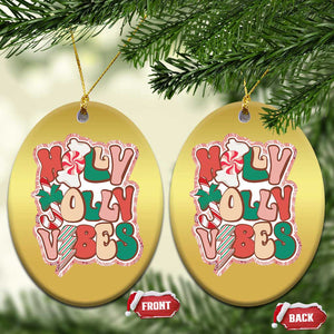 Groovy Christmas Christmas Ornament Holly Jolly Vibes TS02 Oval Gold Print Your Wear