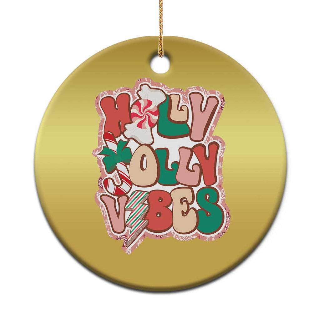 Groovy Christmas Christmas Ornament Holly Jolly Vibes TS02 Print Your Wear