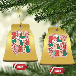 Groovy Christmas Christmas Ornament Holly Jolly Vibes TS02 Bell Flake Gold Print Your Wear