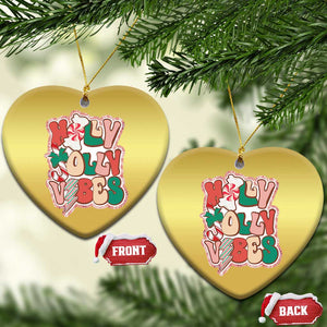 Groovy Christmas Christmas Ornament Holly Jolly Vibes TS02 Heart Gold Print Your Wear