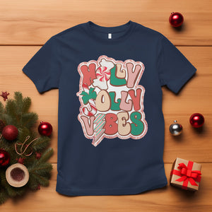 Groovy Christmas T Shirt Holly Jolly Vibes TS02 Navy Printyourwear