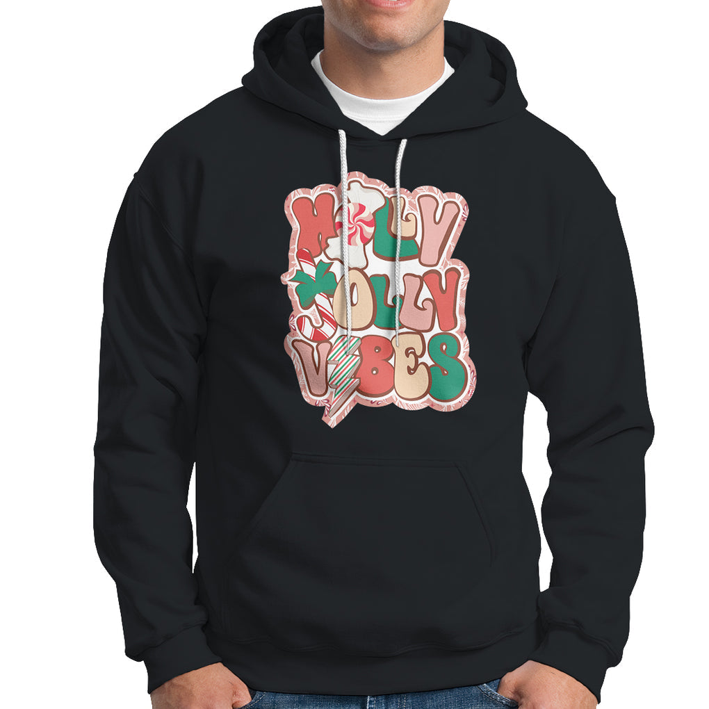 Groovy Christmas Hoodie Holly Jolly Vibes TS02 Black Printyourwear