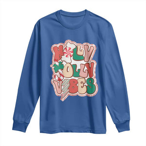 Groovy Christmas Long Sleeve Shirt Holly Jolly Vibes TS02 Royal Blue Print Your Wear