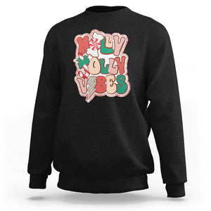 Groovy Christmas Sweatshirt Holly Jolly Vibes TS02 Black Printyourwear