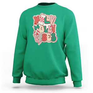 Groovy Christmas Sweatshirt Holly Jolly Vibes TS02 Irish Green Printyourwear