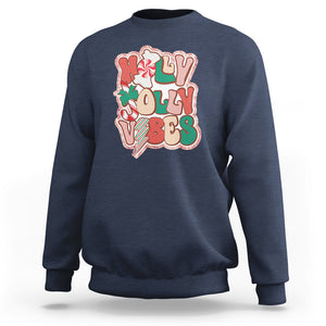 Groovy Christmas Sweatshirt Holly Jolly Vibes TS02 Navy Printyourwear