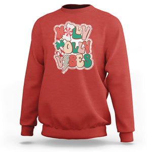 Groovy Christmas Sweatshirt Holly Jolly Vibes TS02 Red Printyourwear