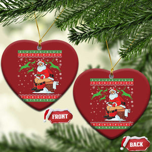 Funny Santa Claus Christmas Ornament Pooping Down The Chimney TS02 Heart Red Print Your Wear