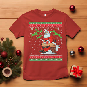 Funny Santa Claus T Shirt Pooping Down The Chimney Ugly Sweater Christmas TS02 Red Printyourwear